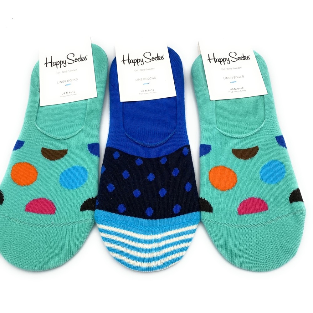 3 Pairs Unisex Happy Socks Sock Liners